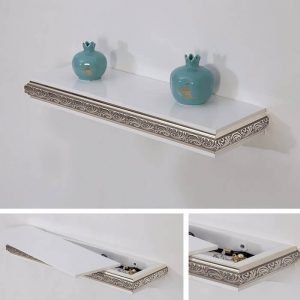 Gümüş Varaklı Gizli Bölmeli Duvar Rafı Gümüş Varaklı Gizli Bölmeli Duvar Rafı