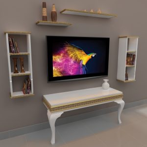 parlak beyaz altin varakli tv unitesi lucca a1 4
