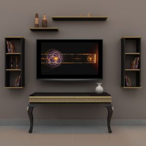 parlak siyah altin varakli gizli bolmeli tv unitesi lucca a2 4 1