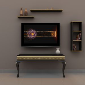 parlak siyah altin varakli tv unitesi lucca a2 3